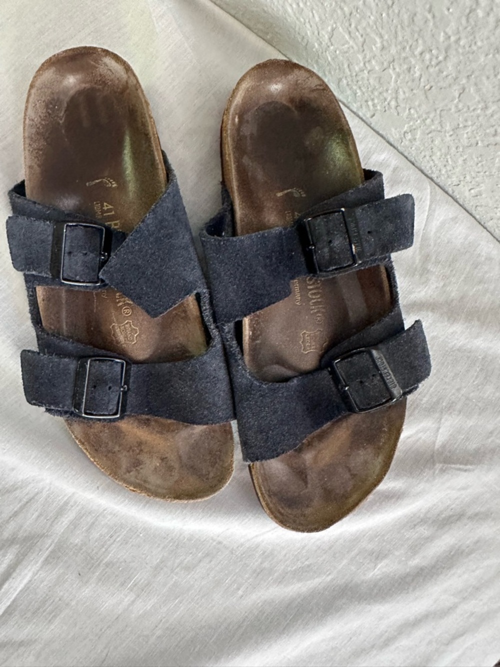 Birkenstock Arizona Soft Footbed Sandals Navy Suede Size 41 US Men 8 Women 10 - Picture 5 of 11